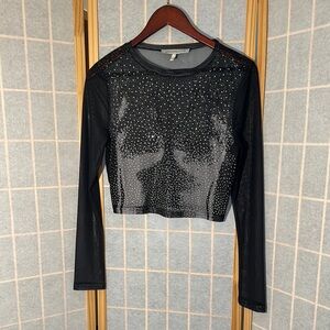 Generation K,Black Long Sleeve Mesh Top